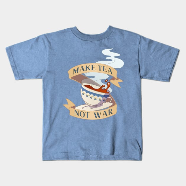 Make Tea Not War Kids T-Shirt by adamicoarts